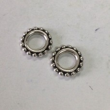 8mm TierraCast Beaded Open Link Circle Links - Antique Silver - Pack of 2