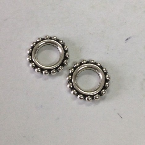 8mm TierraCast Beaded Open Link Circle Links - Antique Silver - Pack of 2 8mm TierraCast Beaded Open Link Circle Links - Antique Silver - Pack of 2