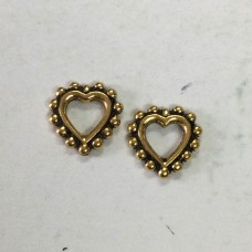 8mm TierraCast Beaded Open Link Heart Links - Antique Gold - Pack of 2