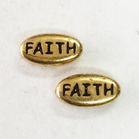 10x5mm TierraCast Word Beads - Faith - 22K Gold Plated - Pack of 2 10x5mm TierraCast Word Beads - Faith - 22K Gold Plated - Pack of 2