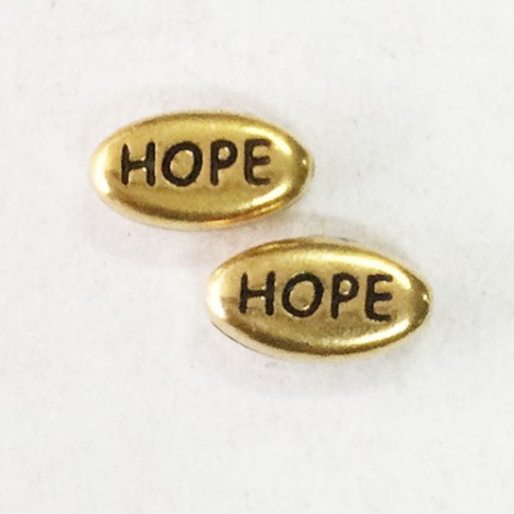 10x5mm TierraCast Word Beads - Hope - 22K Gold Plated - Pack of 2 10x5mm TierraCast Word Beads - Hope - 22K Gold Plated - Pack of 2