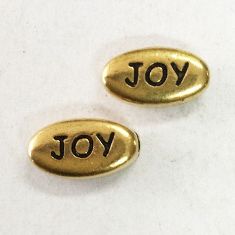 10x5mm TierraCast Word Beads - Joy - 22K Gold Plated - Pack of 2