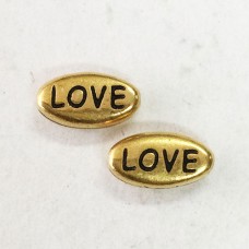 10x5mm TierraCast Word Beads - Love - 22K Gold Plated - Pack of 2