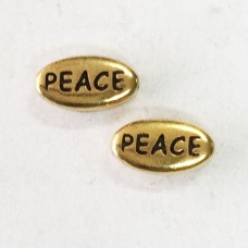 10x5mm TierraCast Word Beads - Peace - 22K Gold Plated - Pack of 2