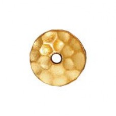6.25x2mm TierraCast Hammertone Beadcaps - 22K Gold Plated - Pack of 2