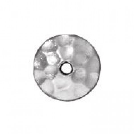 6.25x2mm TierraCast Hammertone Beadcaps - Rhodium Silver Plated - Pack of 4
