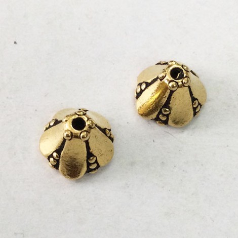 6mm TierraCast Small Bellflower Cones - Antique 22K Gold Plated - Pack of 2 6mm TierraCast Small Bellflower Cones - Antique 22K Gold Plated - Pack of 2