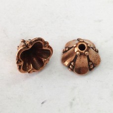 8mm TierraCast Medium Bell Flower Beadcaps - Antique Copper Plated - Pack of 2
