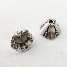 8mm TierraCast Medium Bell Flower Beadcaps - Antique Fine Silver Plated - Pack of 2