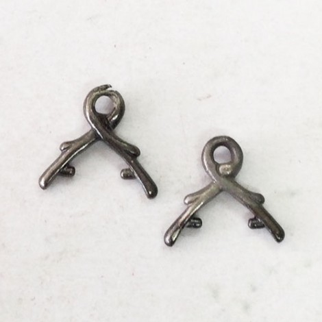 9x9.5mm Small Vine Briolette Bail - Black Oxide - Pack of 2