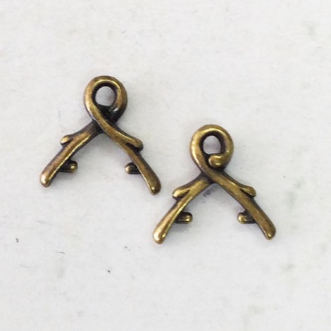 9x9.5mm Small Vine Briolette Bail - Brass Oxide - Pack of 2