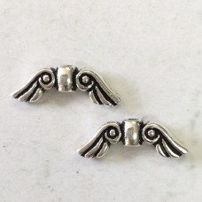 15mm TierraCast Small Angel Wings - Antique Fine Silver Plated - Pack of 2