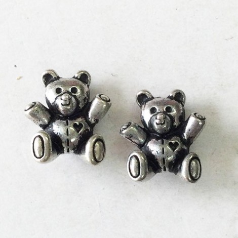 15x12mm TierraCast Teddy Bear Beads - Antique Pewter - Pack of 2