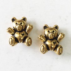 15x12mm TierraCast Teddy Bear Beads - Antique 22K Gold Plated - Each