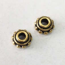 8mm TierraCast Beaded Large 2mm Hole Beadcap - Antique 22K Gold  - Pack of 2
