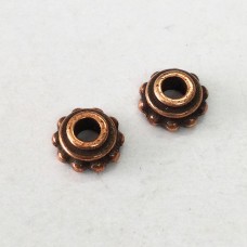 8mm TierraCast Beaded Large 2mm Hole Beadcap - Antique Copper - Pack of 2
