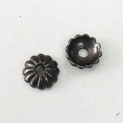 10mm TierraCast Joy Large Hole Beadcaps - Black Oxide - Pack of 2