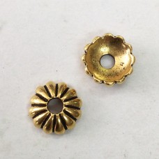10mm TierraCast Joy Large Hole Beadcap - Antique 22K Gold Plated - Pack of 2