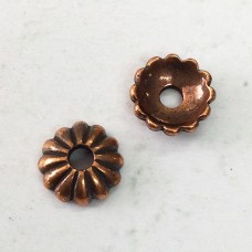 10mm TierraCast Joy Large Hole Beadcap - Antique Copper Plated - Pack of 2