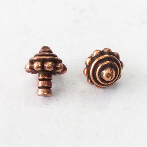 TierraCast Glue-In Beaded Cap - Antique Copper Plated - Pack of 2