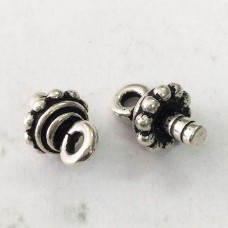 TierraCast Glue-In Beaded Cap with Loop - Antique Fine Silver Plated  - Pack of 2