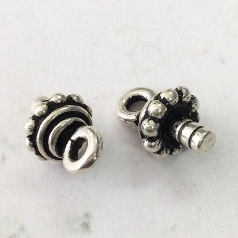 TierraCast Glue-In Beaded Cap with Loop - Antique Fine Silver Plated  - Pack of 2