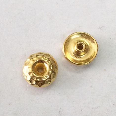 7mm TierraCast Hammertone Large 2mm Hole Bead Aligners - 22K Gold Plated - Pack of 4