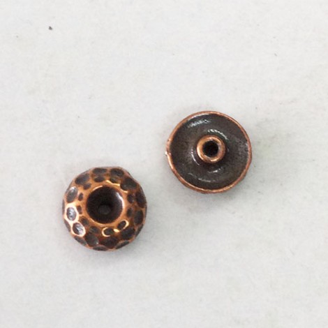 7mm TierraCast Hammertone Large 2mm Hole Bead Aligners - Antique Copper Plated - Pack of 4