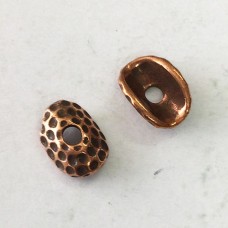 12x8mm TierraCast Hammertone Large 2mm Hole Oval Beadcaps - Antique Copper - Pack of 2