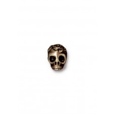 10mm TierraCast Large Hole Rose Skull Beads - Brass Oxide Plated - Each