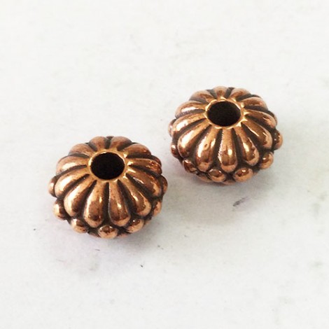 10mm TierraCast Joy Large 2.5mm Hole Rondelle Bead - Antique Copper - Pack of 2