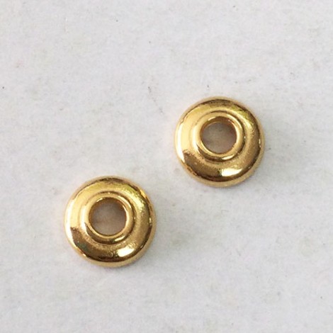 7mm TierraCast Classic Large 2mm Hole Beadcaps - 22K Gold Plated - Pack of 4