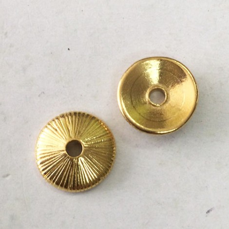 14mm TierraCast Radiant Large 2mm Hole Beadcaps - Antique 22K Gold Plated  - Pack of 2