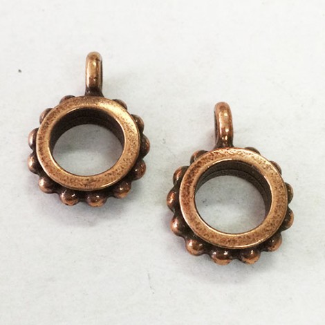 TierraCast Large (6mm) Hole Beaded Bail w/Loop - Antique Copper Plated - Pack of 2