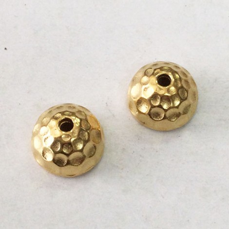 9mm TierraCast Hammertone Dome Beadcaps - 22K Gold Plated - Pack of 2