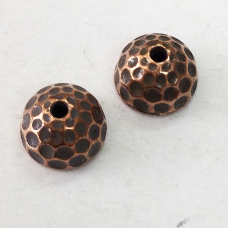 9mm TierraCast Hammertone Dome Beadcaps - Antique Copper Plated - Pack of 2 9mm TierraCast Hammertone Dome Beadcaps - Antique Copper Plated - Pack of 2
