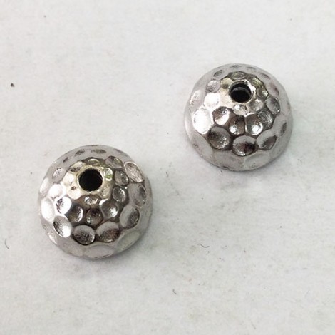 9mm TierraCast Hammertone Dome Beadcaps - Fine Silver Plated - Pack of 2 9mm TierraCast Hammertone Dome Beadcaps - Fine Silver Plated - Pack of 2