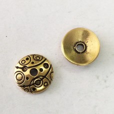 14mm TierraCast Orbit Large 2mm Hole Beadcaps - Antique 22K Gold Plated - Pack of 2