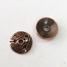 14mm TierraCast Orbit Large 2mm Hole Beadcaps - Antique Copper Plated - Pack of 2