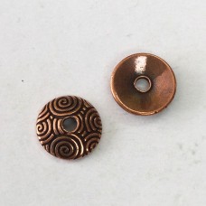 14mm TierraCast Spiral Dance Large 2mm Hole Beadcaps - Antique Copper Plated - Pack of 2