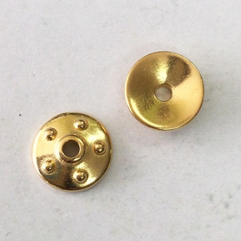 14mm TierraCast Rivet Large 2mm Hole Beadcaps - Antique 22K Gold Plated - Pack of 2 14mm TierraCast Rivet Large 2mm Hole Beadcaps - Antique 22K Gold Plated - Pack of 2