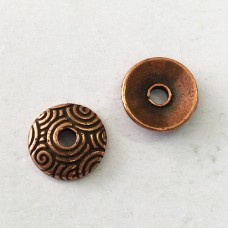 11mm TierraCast Spiral Dance Large 2mm Hole Beadcaps - Antique Copper Plated - Pack of 2
