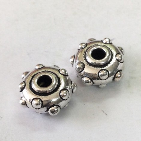 10mm TierraCast Rivet Large Hole Beads - Antique Silver - Pack of 2