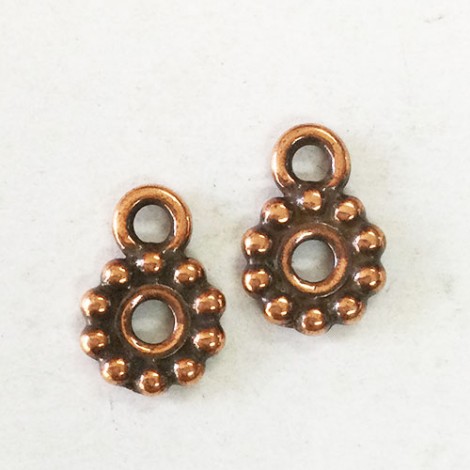 10mm TierraCast Beaded Heishi (2mm hole) with Loop - Antique Copper - Pack of 2