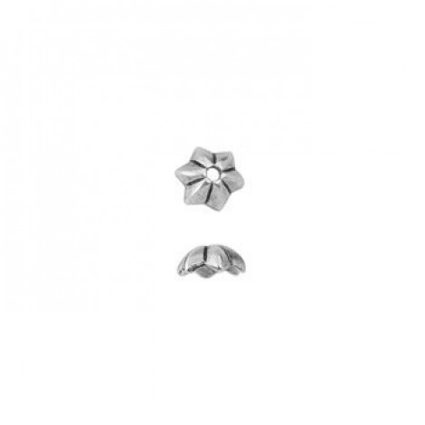 5mm TierraCast Talavera Star Beadcap - Antique Silver Plated - Pack of 5