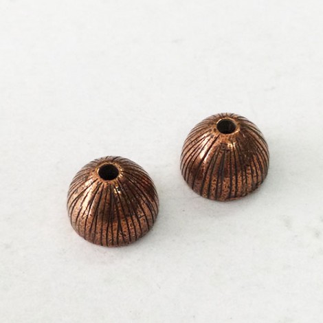 8mm TierraCast Radiant Domed Beadcaps - Antique Copper Plated - Pack of 3