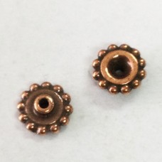 7mm TierraCast Beaded Large Hole Bead Aligners w/4mm Peg - Antique Copper Plated - Pack of 4