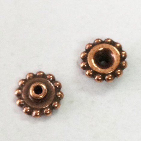 7mm TierraCast Beaded Large Hole Bead Aligners w/4mm Peg - Antique Copper Plated - Pack of 4