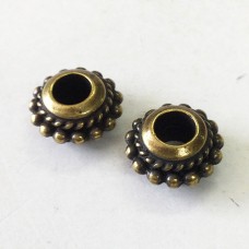 11x4mm TierraCast Beaded Twist Euro Beads with 4mm hole - Brass Oxide - Pack of 2