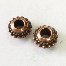 11x4mm TierraCast Beaded Twist Euro Beads with 4mm hole - Antique Copper Plated - Pack of 2